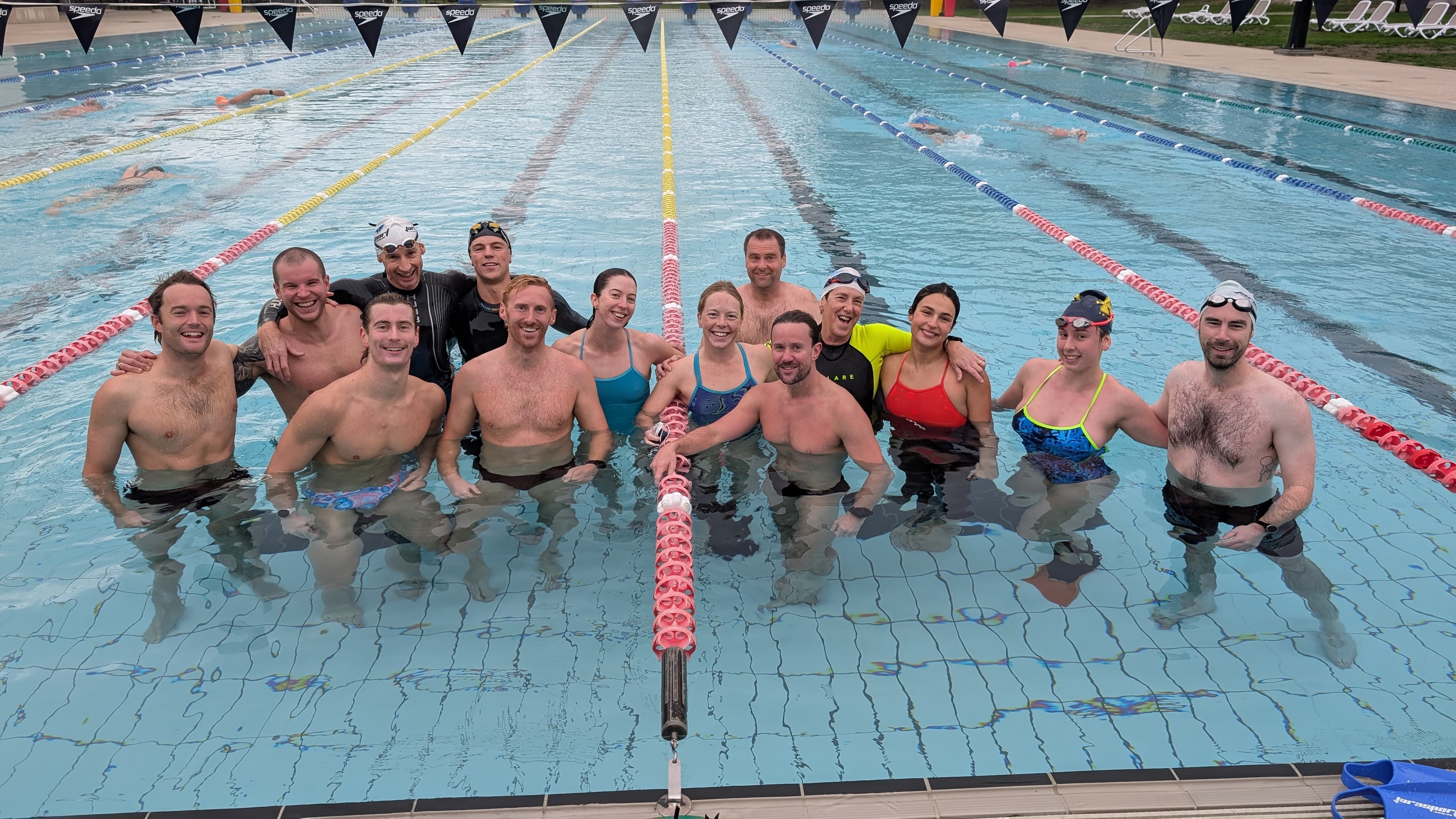 Swim squad training session in pool